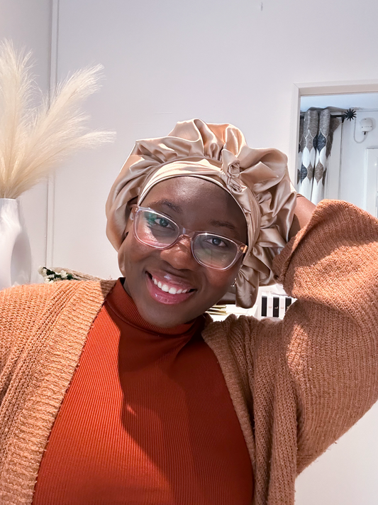 Champagne Reversible Satin Bonnet