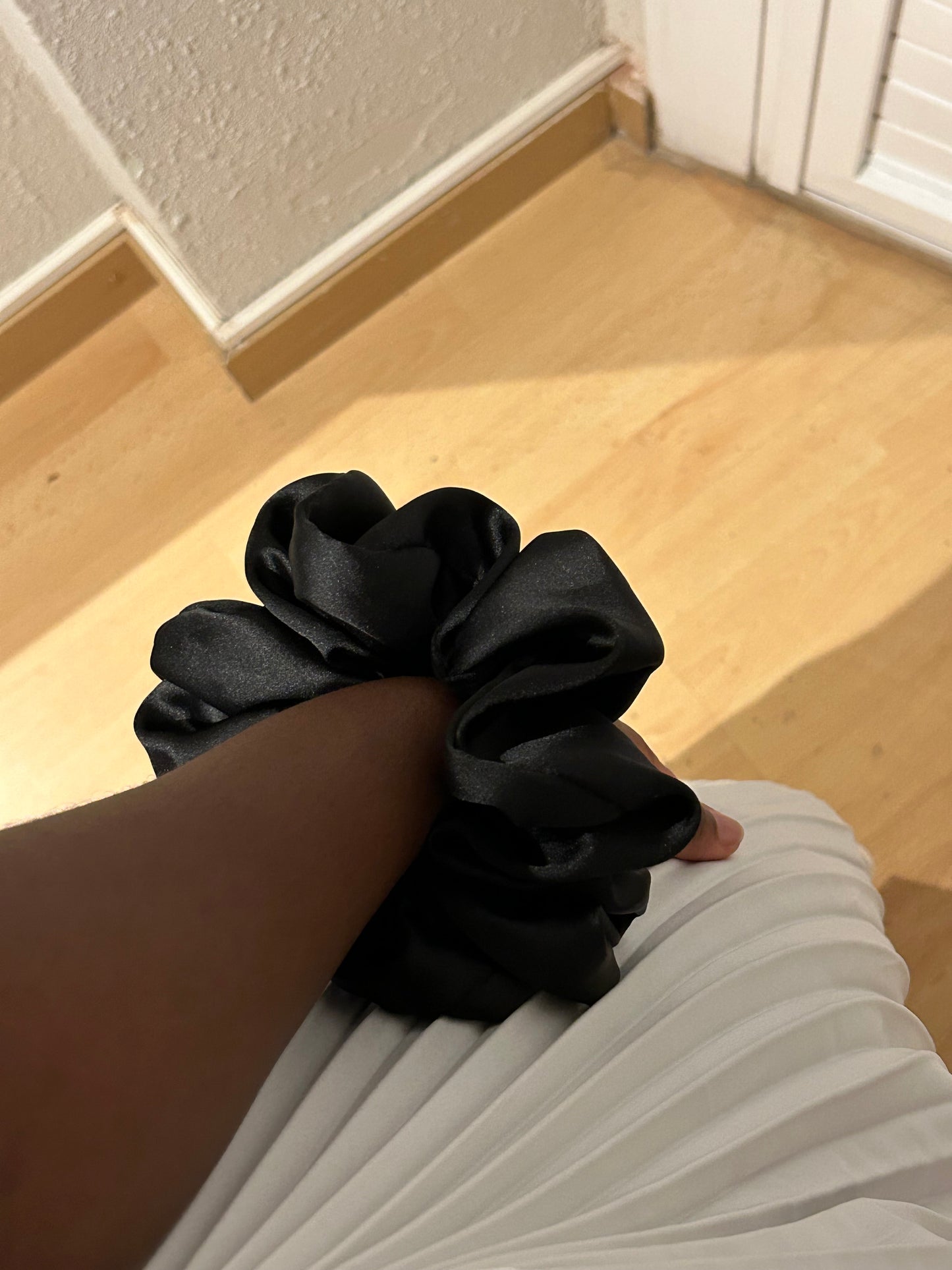 Ebony Satin Scrunchie