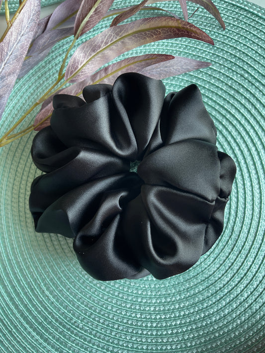 Ebony Satin Scrunchie