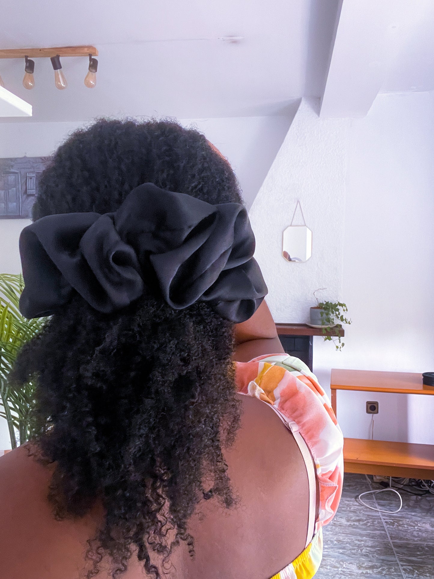 Ebony Satin Scrunchie