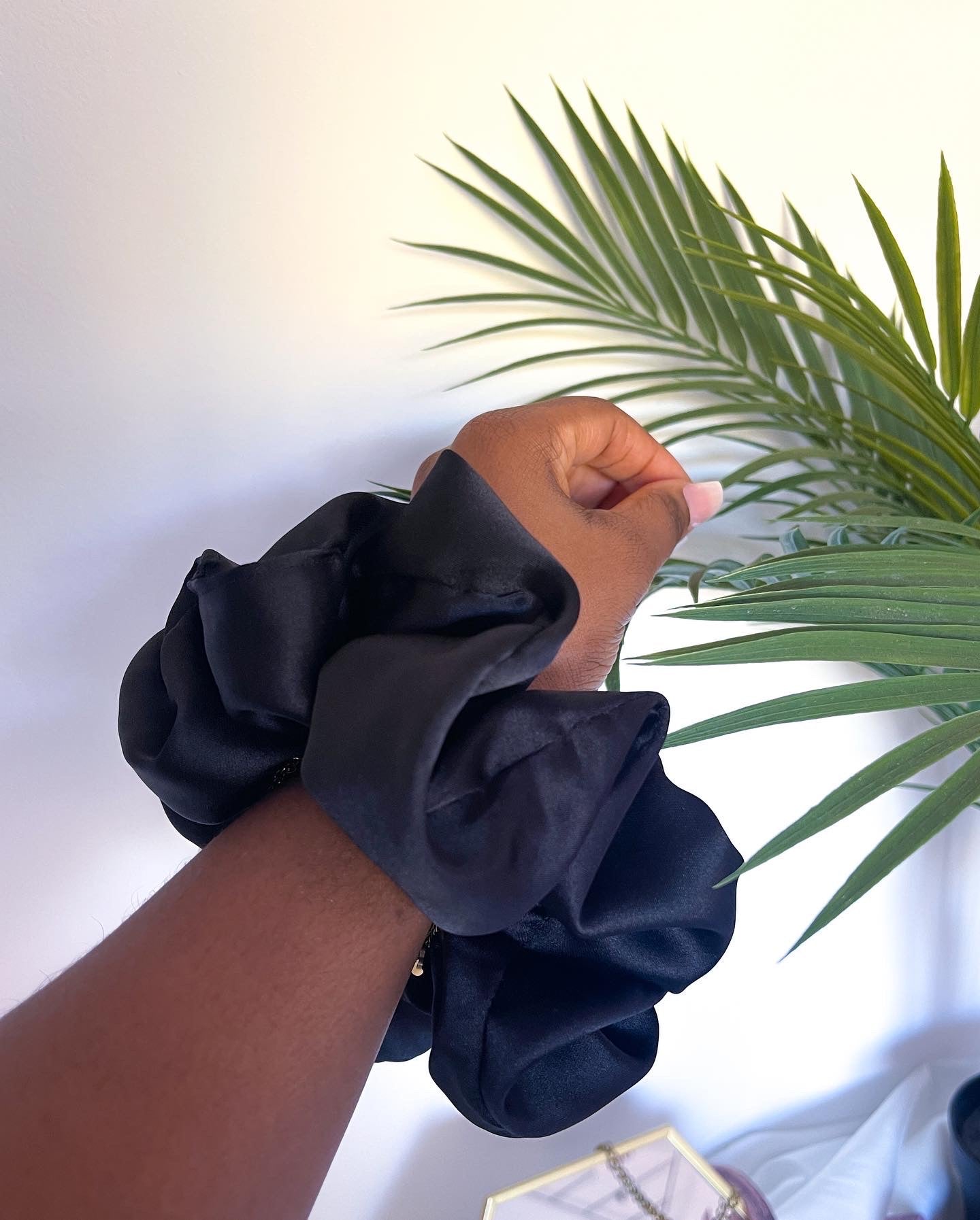 Ebony Satin Scrunchie