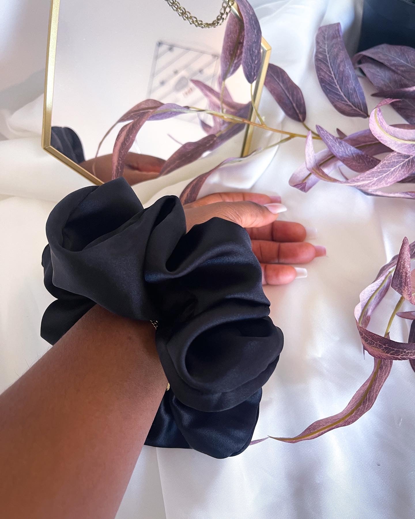 Ebony Satin Scrunchie