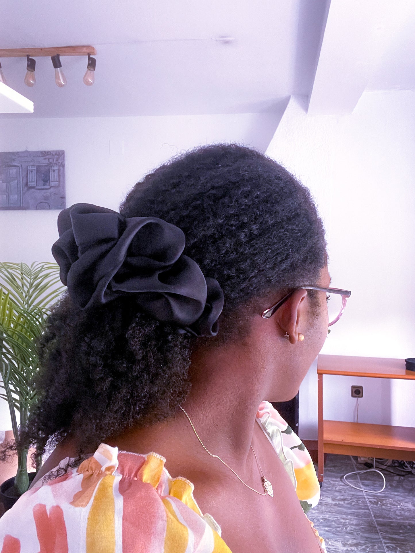 Ebony Satin Scrunchie