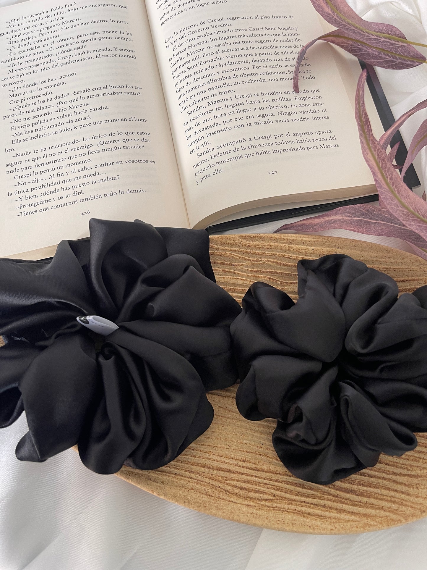 Ebony Satin Scrunchie